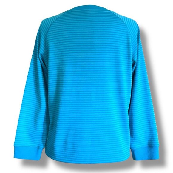 Icebreaker Womens Via 260 Merino Wool Cardigan Sz Medium Blue Stripe Sweater - Picture 3 of 5